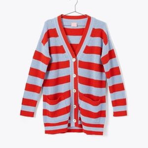 Ban.Do Slouchy Striped Red and Blue Cardigan‎ - S/M